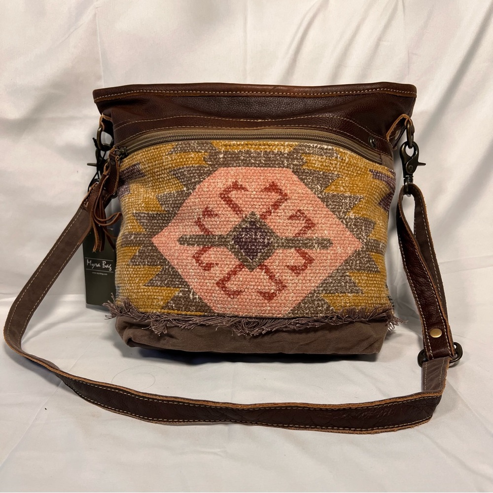 NWT Myra Brown Boho Patch Crossbody Shoulder Bag Purse